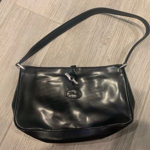 Longchamp Black Leather Rousseau Silver Toggle Tote